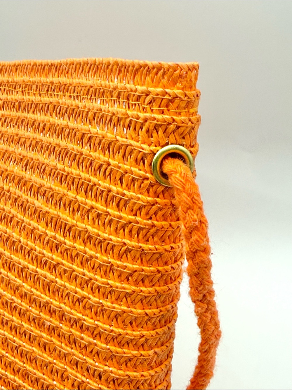 Women's Orange Straw Hand Woven Crossbody Bag Boho Purse Summer Shoulder Bag NEW - Picture 6 of 8
